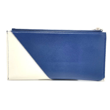 CHANEL Card Case lambskin Blue x white x red CC COCO Mark fringe Women Used Authentic